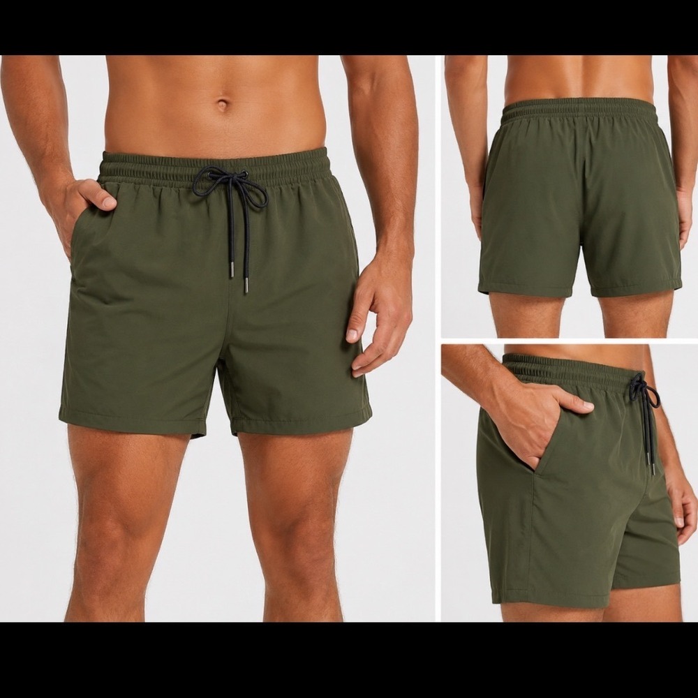 COOFANDY‎ Mens Swim Trunks Olive Green Quick Dry Mesh Lined Board Shorts Size M